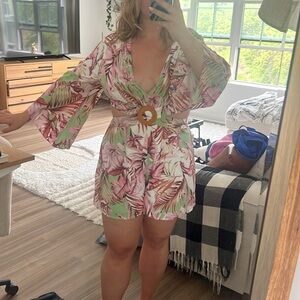 Size XL cut out palm tree romper